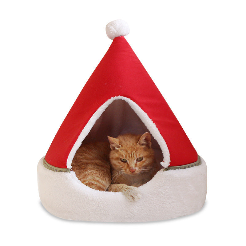 Cozy Christmas Tree Cat Bed