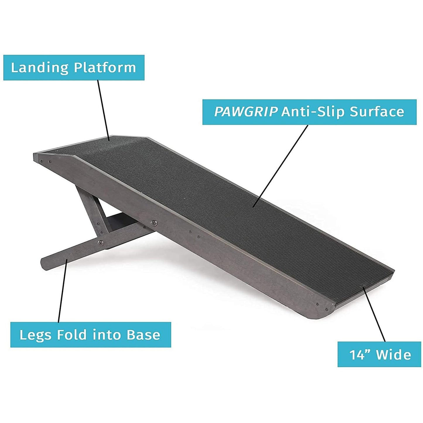 Adjustable Dog Ramp For Bed Small Dog & Large Dogs - Folding Dachshund Ramp Pet Ramp For Couch With Platform Top Anti-Slip Surface - Dog Ramps For Medium Dogs & Old Cats