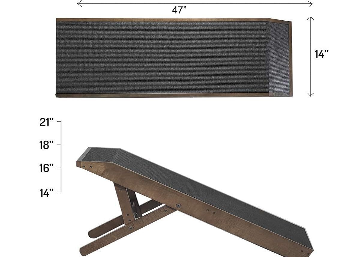 Adjustable Dog Ramp For Bed Small Dog & Large Dogs - Folding Dachshund Ramp Pet Ramp For Couch With Platform Top Anti-Slip Surface - Dog Ramps For Medium Dogs & Old Cats